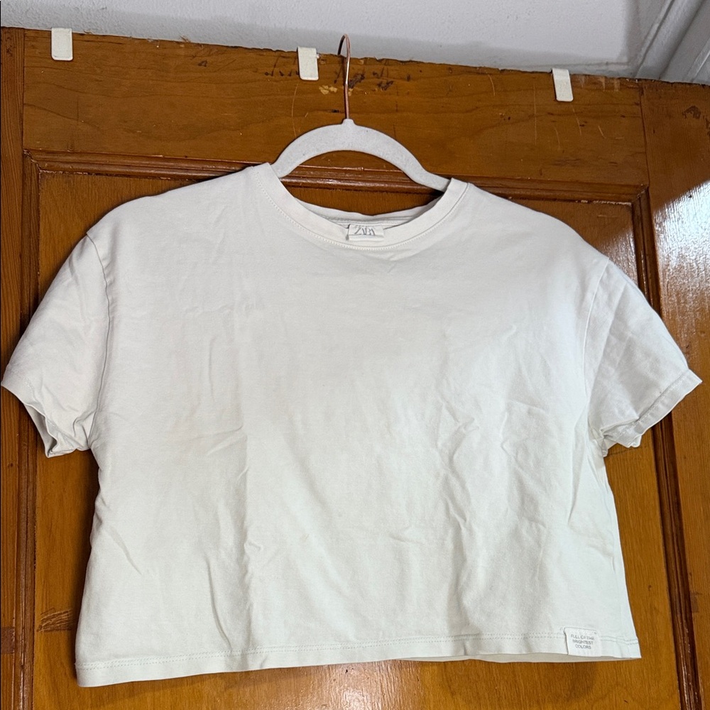 Girls Zara Kids White Cropped Short sleeve T-Shirt